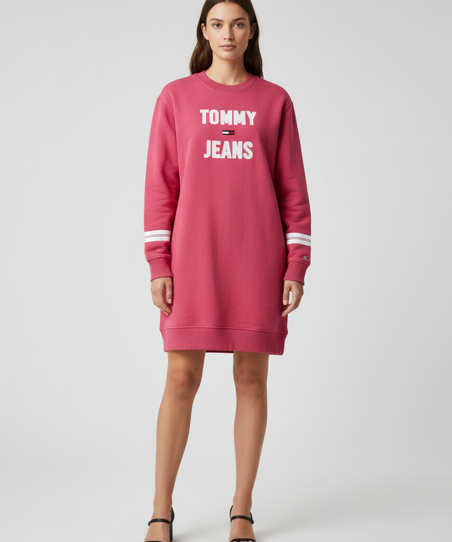 Tommy Jeans Pink Embroidered Logo Longline Sweatshirt