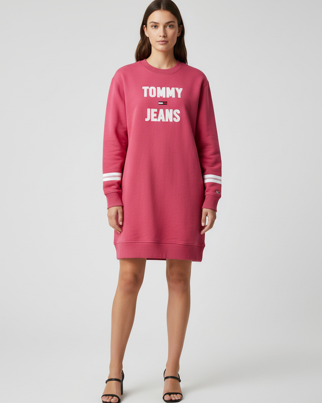 Tommy Jeans Pink Embroidered Logo Longline Sweatshirt
