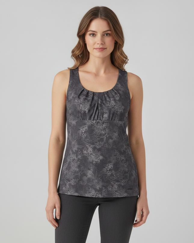 Patagonia Grey Floral Scoop Neck Active Tank Top