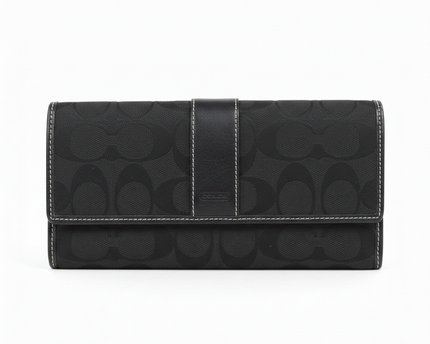 Coach Black Signature Jacquard Envelope Wallet