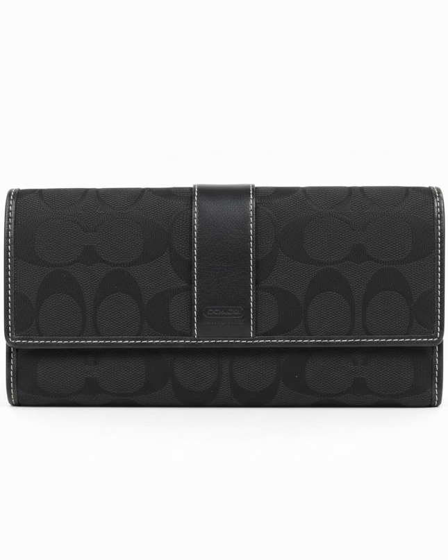 Coach Black Signature Jacquard Envelope Wallet