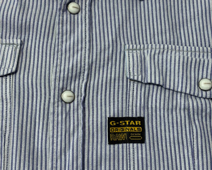 G-Star Raw Blue/White Striped Utility Button-Down Shirt