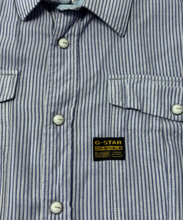 G-Star Raw Blue/White Striped Utility Button-Down Shirt