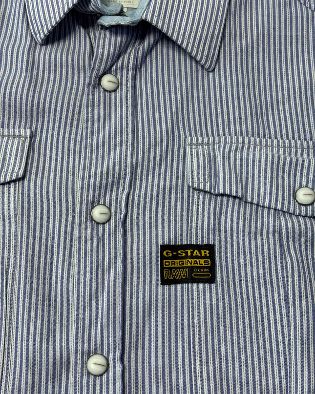 G-Star Raw Blue/White Striped Utility Button-Down Shirt