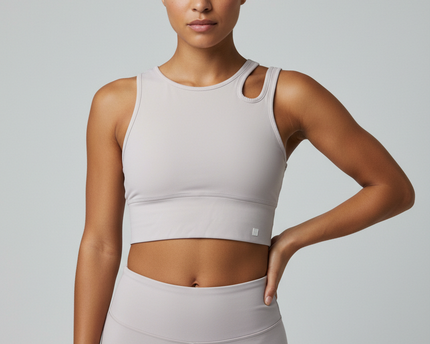 FILA Mauve Asymmetric Cut-Out High-Neck Sports Top