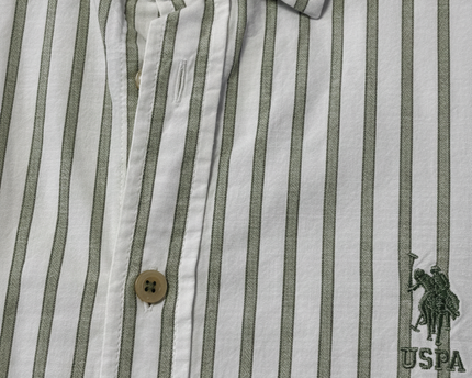 U.S. Polo Assn. Green Striped Long Sleeve Button-Down Shirt