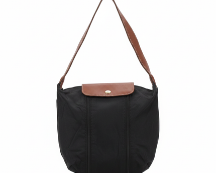 Longchamp Black Nylon and Leather Shoulder Bag