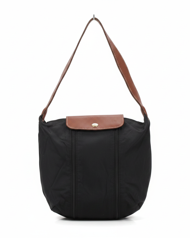 Longchamp Black Nylon and Leather Shoulder Bag