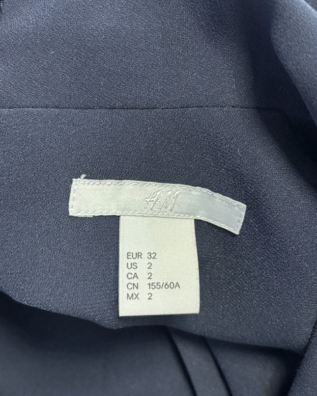 H&M Navy Blue Sleeveless Shawl Collar Romper
