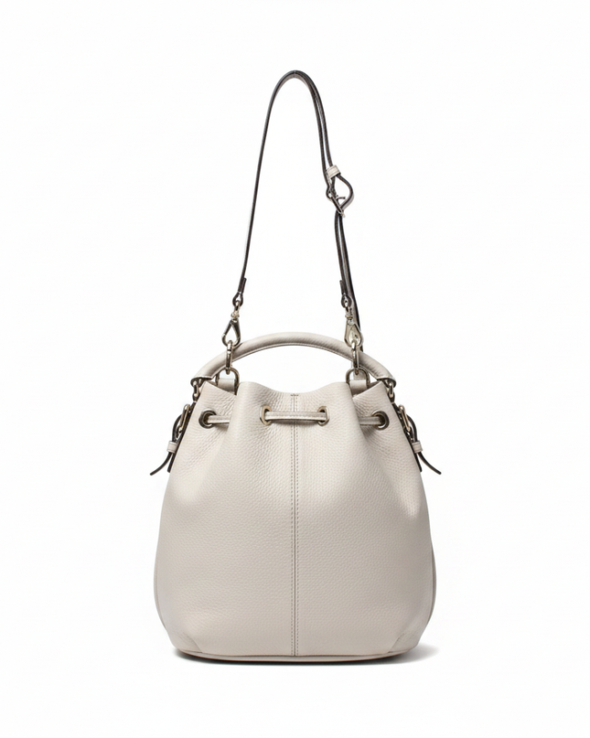 Kate Spade Off-white Pebbled Leather Drawstring Bucket Bag