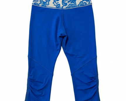 Lululemon Blue Patterned Waistband Ruched Crop Leggings