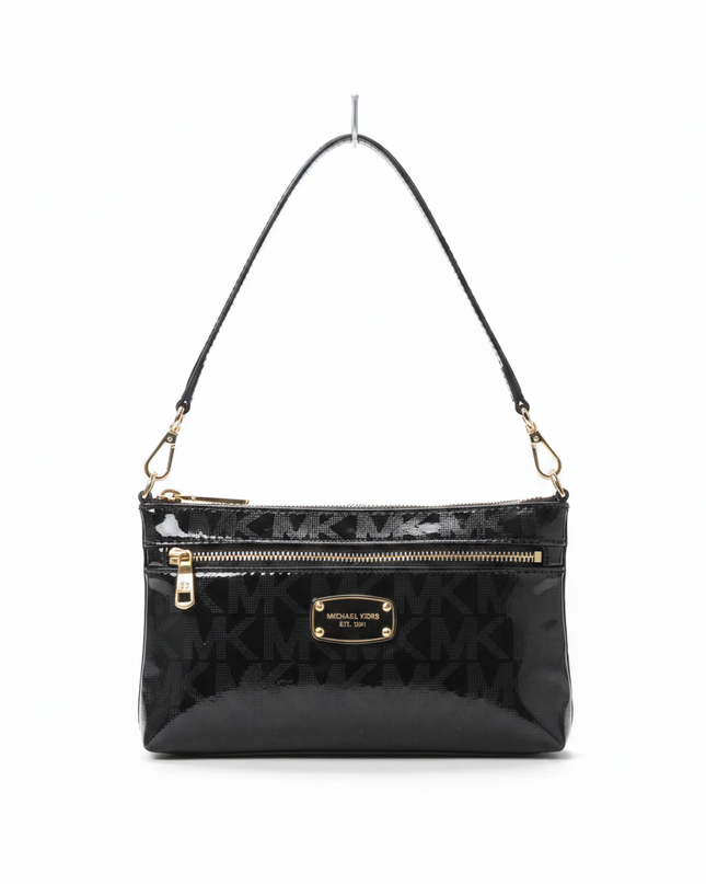 Michael Kors Black Patent Monogram Shoulder Bag