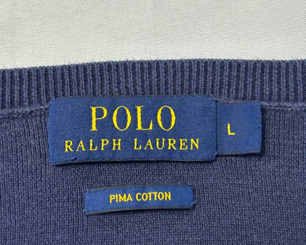 Polo Ralph Lauren Navy Blue V-Neck Pima Cotton Sweater