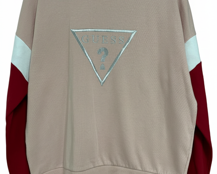 Guess Los Angeles Embroidered Logo Dusty Rose Colorblock Sweatshirt