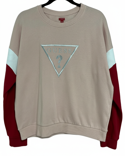 Guess Los Angeles Embroidered Logo Dusty Rose Colorblock Sweatshirt