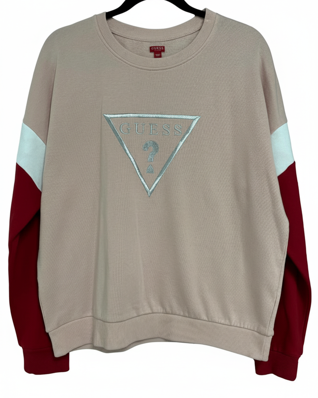 Guess Los Angeles Embroidered Logo Dusty Rose Colorblock Sweatshirt