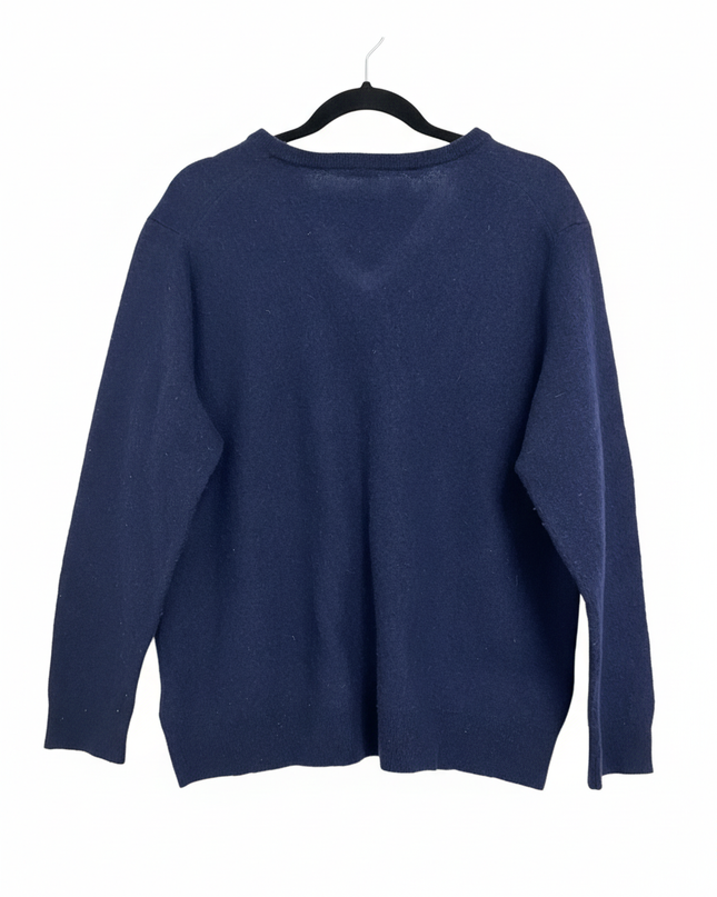 Ralph Lauren Navy Blue Wool V-Neck Sweater