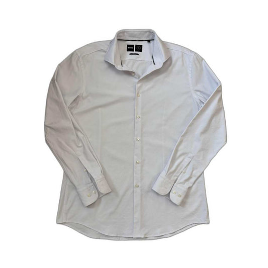 BOSS Slim Fit White Textured Performance Dress Shirt - M
