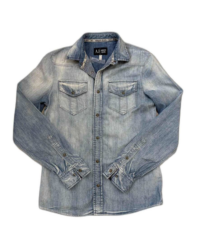 Armani Jeans Faded Light Wash Denim Shirt- XS