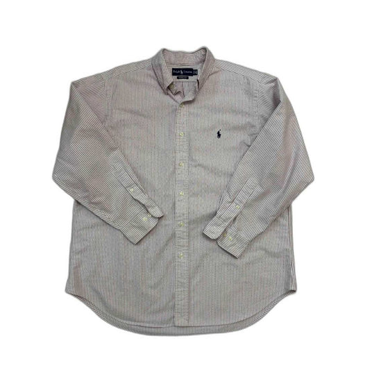 Ralph Lauren Classic Fit Oxford Maroon & White Striped Shirt - XL