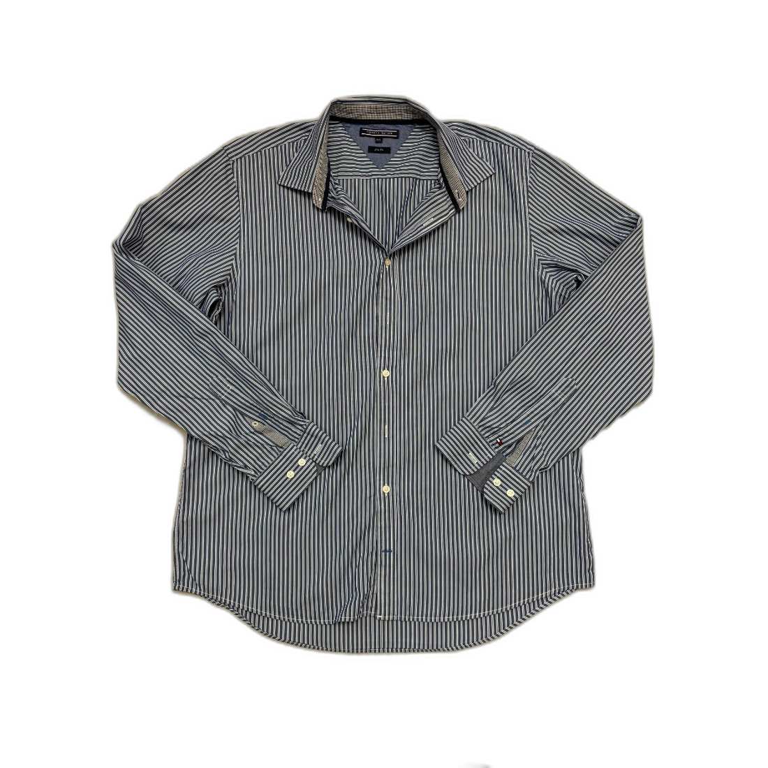 Tommy Hilfiger Slim Fit Navy Pinstripe Shirt - XL