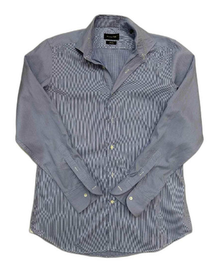 Massimo Dutti Slim Fit Micro checked Blue Shirt - S