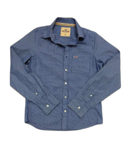 Hollister California Navy Blue & White Pinstripe Casual Shirt - S