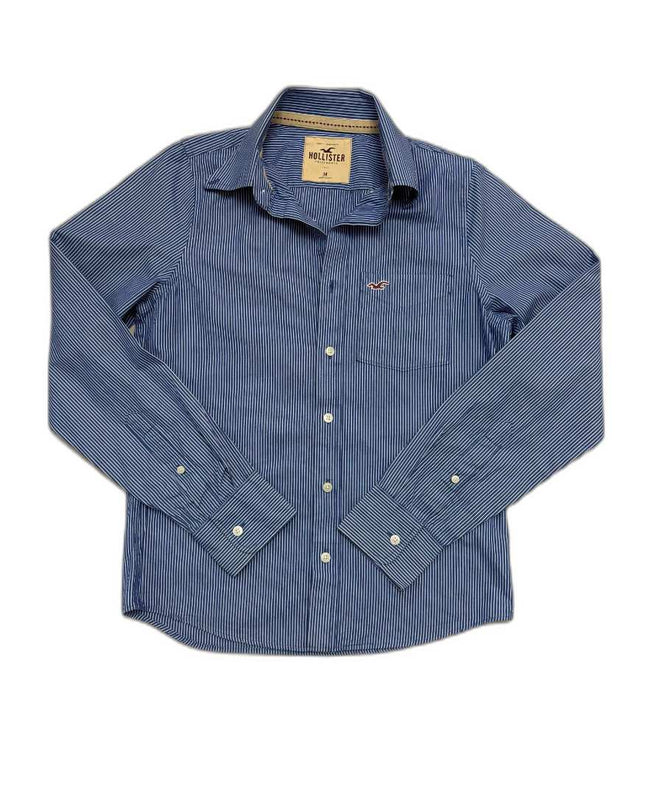 Hollister California Navy Blue & White Pinstripe Casual Shirt - S