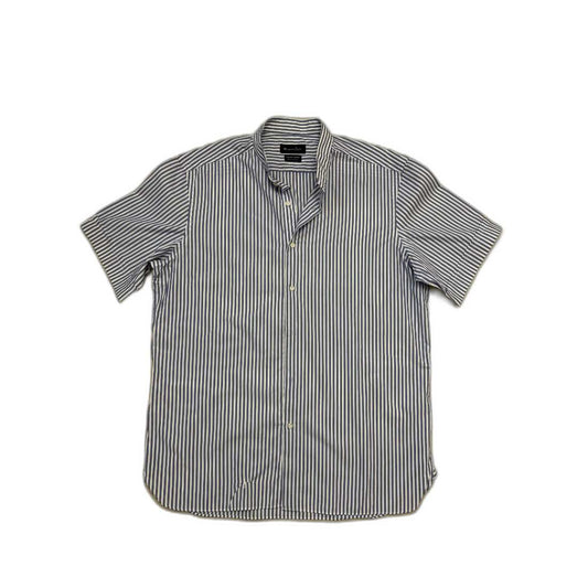 Massimo Dutti Italian Fabric Blue & White Striped Half Sleeve Shirt - L
