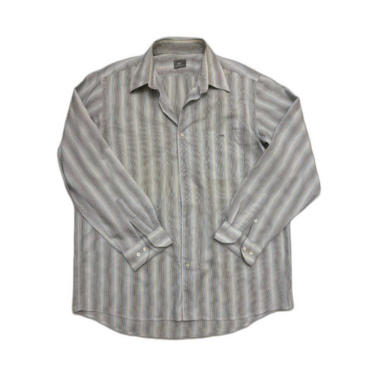 Lacoste Multicolor Pinstripe Light Gray Button-Up Shirt - XL