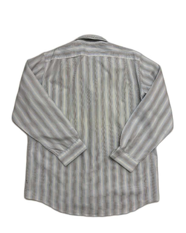 Lacoste Multicolor Pinstripe Light Gray Button-Up Shirt - XL