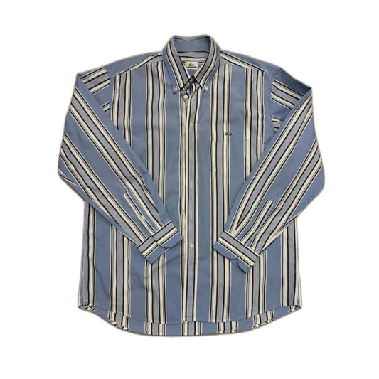 Lacoste Classic Fit Sky Blue & Navy Stripe Button-Down Shirt - XL
