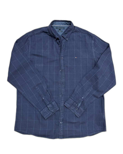 Tommy Hilfiger Regular Fit Navy Blue Windowpane Shirt - XL