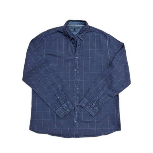 Tommy Hilfiger Regular Fit Navy Blue Windowpane Shirt - XL