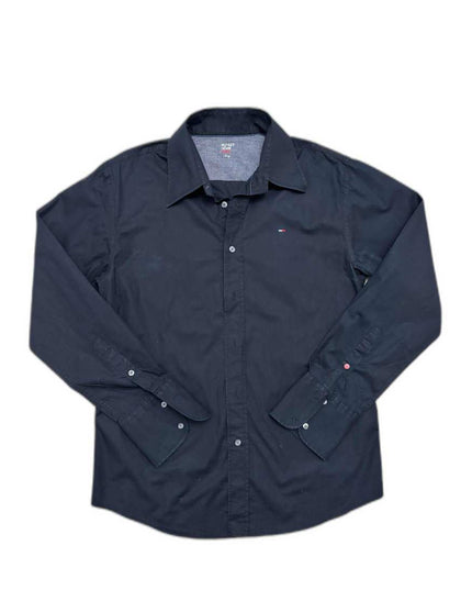 Tommy Hilfiger Denim Solid Black Button-Up Shirt - M