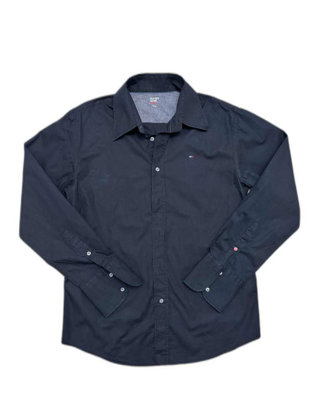 Tommy Hilfiger Denim Solid Black Button-Up Shirt - M