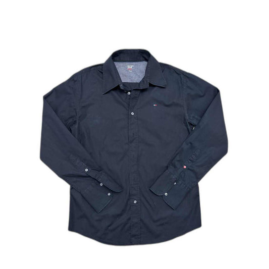 Tommy Hilfiger Denim Solid Black Button-Up Shirt - M