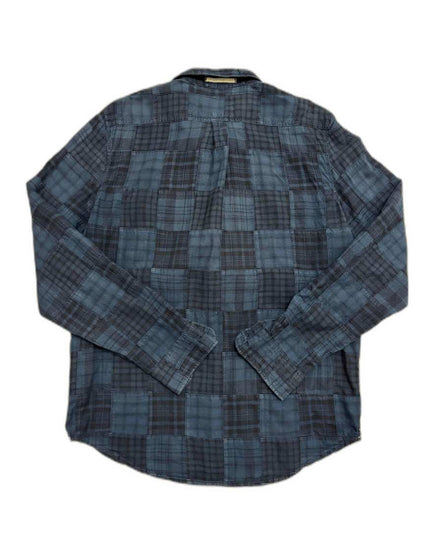 Levi's Standard Fit Patchwork Plaid Utility Navy Blue Shirt - L