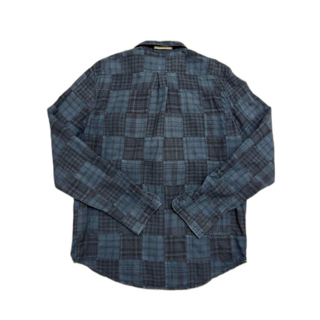 Levi's Standard Fit Patchwork Plaid Utility Navy Blue Shirt - L