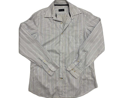 Massimo Dutti Fine Stripe White & Blue Formal Button-Up Shirt - M