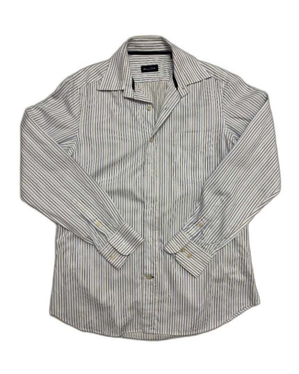 Massimo Dutti Fine Stripe White & Blue Formal Button-Up Shirt - M