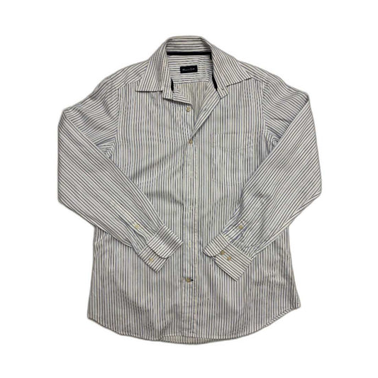 Massimo Dutti Fine Stripe White & Blue Formal Button-Up Shirt - M