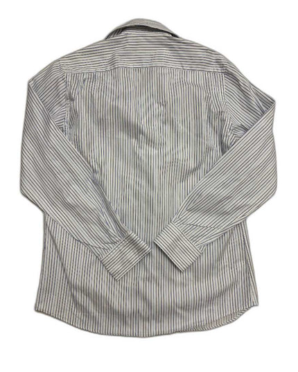 Massimo Dutti Fine Stripe White & Blue Formal Button-Up Shirt - M