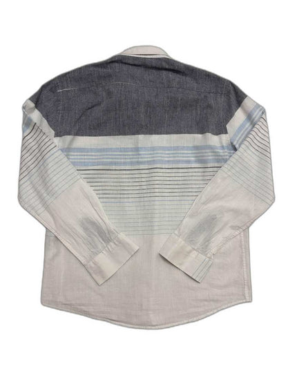 Lacoste Colorblock Gradient Stripe Cotton Indigo & White Shirt - M