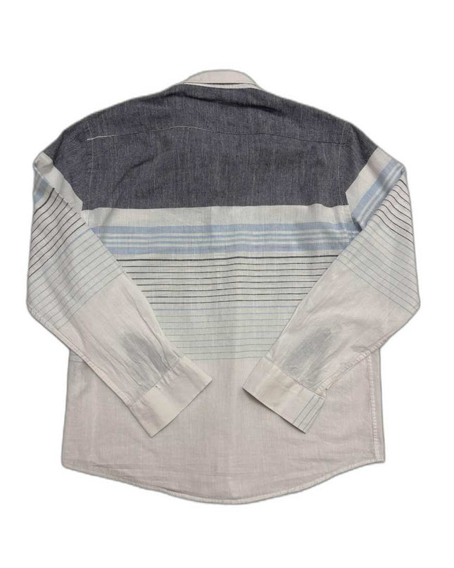 Lacoste Colorblock Gradient Stripe Cotton Indigo & White Shirt - M