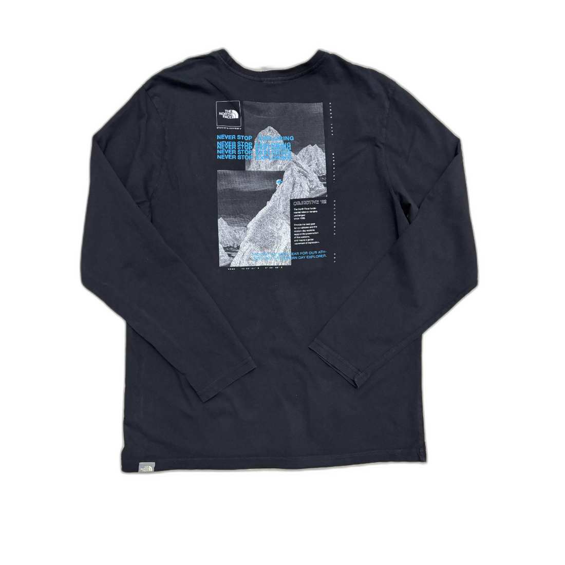 The North Face “Never Stop Exploring” Black Long Sleeve Graphic T-Shirt - M