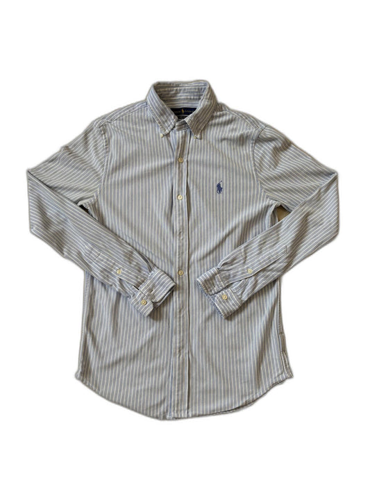 Ralph Lauren Knit Oxford Button-Up Blue & White Striped Shirt - XS