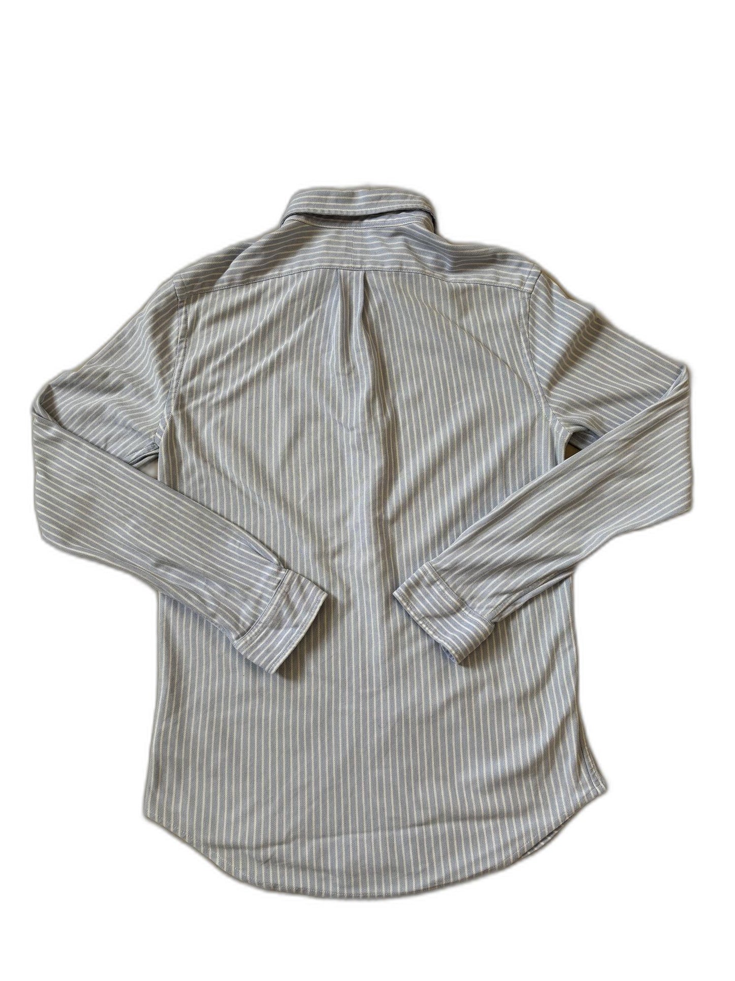 Ralph Lauren Knit Oxford Button-Up Blue & White Striped Shirt - XS
