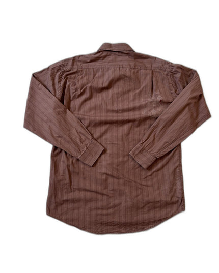 Lacoste Plaid Button-Up Long Sleeve Brown Shirt - M