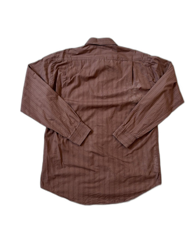 Lacoste Plaid Button-Up Long Sleeve Brown Shirt - M